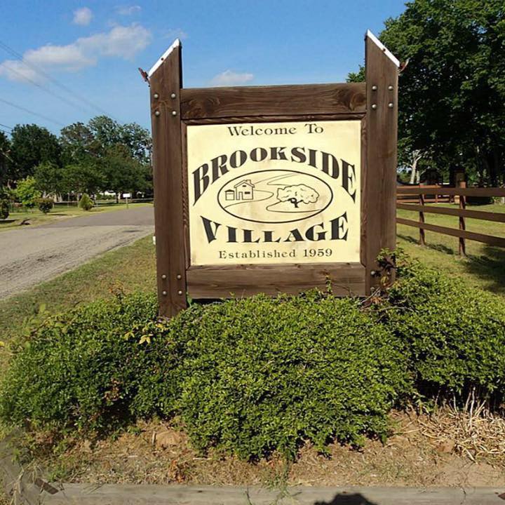 Brookside village tx welcome sign